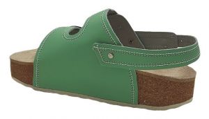 kožené korkové sandále sv.zelené s vyměkčenou koženou stélkou