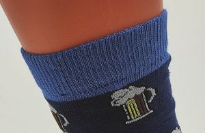 vyoké ponožky-pivo-tm.modré - sv.modré - lem